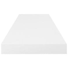 Vidaxl Plávajúca nástenná polica, lesklá biela 80x23,5x3,8 cm, MDF