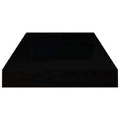Vidaxl Plávajúce nástenné police 4 ks, lesklé čierne 50x23x3,8 cm, MDF