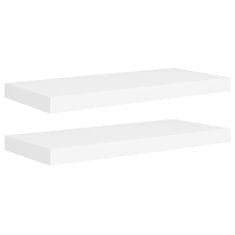 Vidaxl Plávajúce nástenné police 2 ks, biele 60x23,5x3,8 cm, MDF