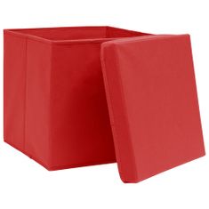 shumee Úložné boxy s vekom 4 ks, 28x28x28 cm, červené