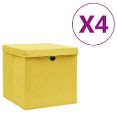 shumee Úložné boxy s vekom 4 ks, 28x28x28 cm, žlté