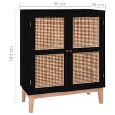 Vidaxl Komoda čierna 80x35x100 cm MDF a ratan