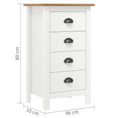 Vidaxl Komoda Hill Range biela 46x35x80 cm borovicový masív