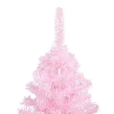 Vidaxl Umelý vianočný stromček s LED a súpravou gulí 210 cm ružový PVC