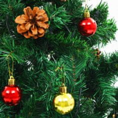 Vidaxl Umelý vianočný stromček s ozdobami a LED diódami, zelený 210 cm