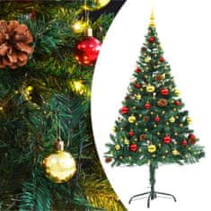 Vidaxl Umelý vianočný stromček s ozdobami a LED diódami, zelený 150 cm