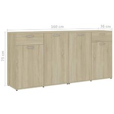 Vidaxl Komoda dub sonoma 160x36x75 cm drevotrieska