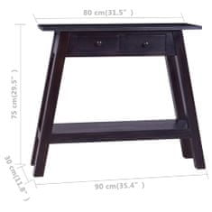 Vidaxl Konzolový stolík farba svetlej čiernej kávy 90x30x75cm mahagónový masív