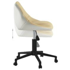Vidaxl Otočná kancelárska stolička, krémová a biela, umelá koža