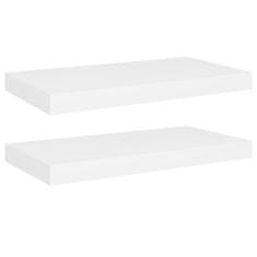 Vidaxl Plávajúce nástenné police 2 ks, biele 50x23x3,8 cm, MDF