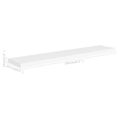 Vidaxl Plávajúce nástenné police 4 ks, biele 120x23,5x3,8 cm, MDF