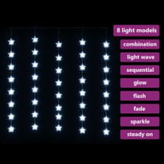 Vidaxl LED svetelný záves s hviezdami 200 LED studený biely 8 funkcií