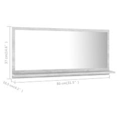 Vidaxl Kúpeľňové zrkadlo, betónovo sivé 80x10,5x37 cm, drevotrieska