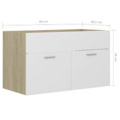 Vidaxl Skrinka pod umývadlo biela+sonoma 80x38,5x46cm kompozitné drevo