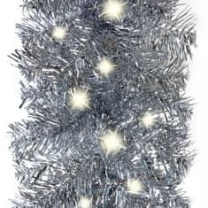 Greatstore Vianočná girlanda s LED svetielkami 5 m strieborná