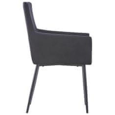 Vidaxl Jedálenské stoličky s opierkami 2 ks, čierne, zamat