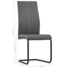 Vidaxl Jedálenské stoličky, perová kostra 2 ks, sivé, umelá koža