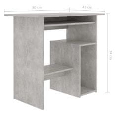 Petromila vidaXL Písací stôl, betónovo sivý 80x45x74 cm, kompozitné drevo