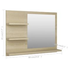 Vidaxl Kúpeľňové zrkadlo, dub sonoma 60x10,5x45 cm, drevotrieska