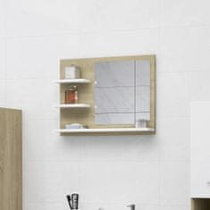 Vidaxl Kúpeľňové zrkadlo, biele a sonoma 60x10,5x45 cm, drevotrieska