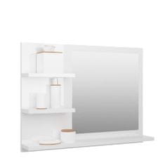 Vidaxl Kúpeľňové zrkadlo, lesklé biele 60x10,5x45 cm, drevotrieska
