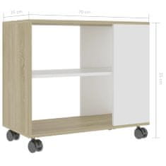 Vidaxl Príručný stolík biela a dub sonoma 70x35x55 cm drevotrieska