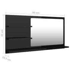Vidaxl Kúpeľňové zrkadlo, lesklé čierne 90x10,5x45 cm, drevotrieska