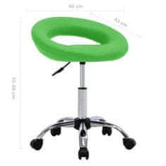 Vidaxl Pracovná stolička na kolieskach, zelená, umelá koža