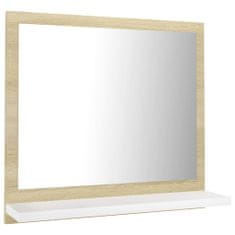 Vidaxl Kúpeľňové zrkadlo, biele a sonoma 40x10,5x37 cm, drevotrieska