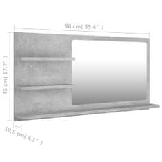 Vidaxl Kúpeľňové zrkadlo, betónovo sivé 90x10,5x45 cm, drevotrieska