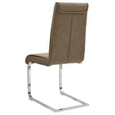 Vidaxl Jedálenské stoličky, perová kostra 4 ks, hnedé, umelá koža