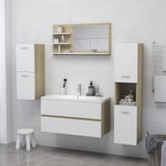 Vidaxl Kúpeľňové zrkadlo, biele a sonoma 90x10,5x45 cm, drevotrieska