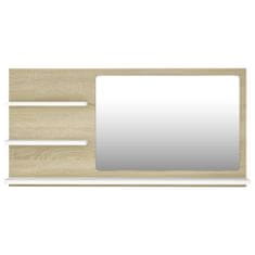 Vidaxl Kúpeľňové zrkadlo, biele a sonoma 90x10,5x45 cm, drevotrieska