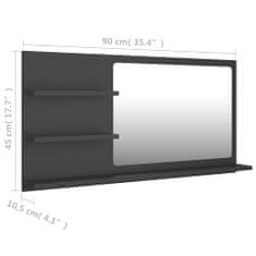 Vidaxl Kúpeľňové zrkadlo, sivé 90x10,5x45 cm, drevotrieska