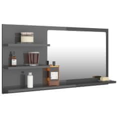 Vidaxl Kúpeľňové zrkadlo, lesklé sivé 90x10,5x45 cm, drevotrieska