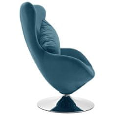 Vidaxl Otočná stolička v tvare vajca s vankúšom modrá zamatová