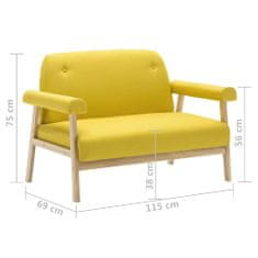 Vidaxl 6-miestna sedacia súprava 3 kusy látková žltá