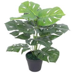 Vidaxl Umelá rastlina, monstera s kvetináčom 45 cm, zelená