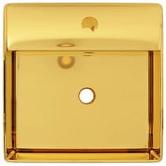 Petromila vidaXL Umývadlo s prepadom 41x41x15 cm keramické zlaté