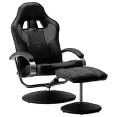 Vidaxl Skladacia herná stolička s podnožkou sivá umelá koža