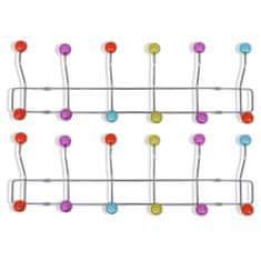 Vidaxl Farebný nástenný vešiak s 12 háčikmi 2 ks