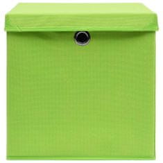 shumee Úložné boxy s vekom 4 ks, 28x28x28 cm, zelené