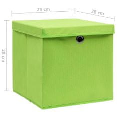 shumee Úložné boxy s vekom 4 ks, 28x28x28 cm, zelené