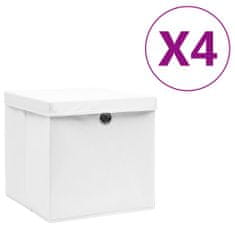 Vidaxl Úložné boxy s vekom 4 ks, 28x28x28 cm, biele