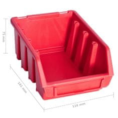 Vidaxl 103-dielna súprava úložných košov s nástennými panelmi červeno-čierna