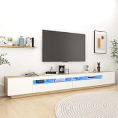 Vidaxl TV skrinka s LED osvetlením, biela a dub sonoma, 300x35x40 cm