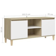 Vidaxl TV stolík nohy z dreva biela a farba dubu sonoma 103,5x35x50 cm