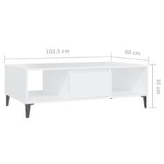 Petromila vidaXL Konferenčný stolík, biely 103,5x60x35 cm, kompozitné drevo