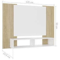 Vidaxl Nástenná TV skrinka biela a dub sonoma 120x23,5x90 cm drevotrieska