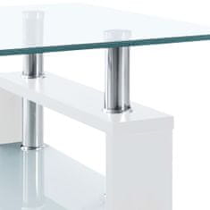 Petromila vidaXL Konferenčný stolík biely a priehľadný 95x55x40 cm tvrdené sklo
